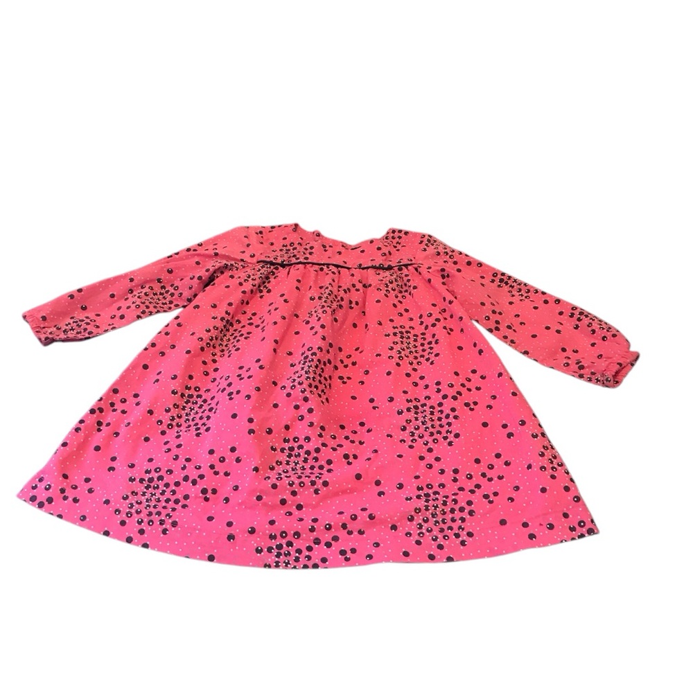 Pink Long Sleeve Dress with Black Polka Dots